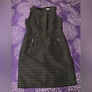 Sleeveless Black Polka Dot Sheath Dress